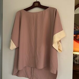 ZARA ladies size XL soft beige/pink with cream trim on sleeves & buttons. EUC